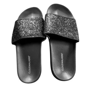 Cloudwalkers Women's Black Glitter Slides